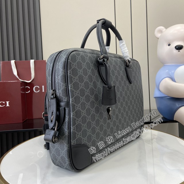 Gucci專櫃古馳最新款Emblem系列男士手提公事包 jh2595型號：821149